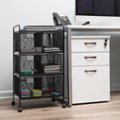 Angle. Mind Reader - Cart with Drawers, Laundry Organizer, Utility Cart, Bathroom, Kitchen, Metal Mesh, 16"L x 11"W x 29"H - Black.