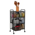 Alt View 11. Mind Reader - Cart with Drawers, Laundry Organizer, Utility Cart, Bathroom, Kitchen, Metal Mesh, 16"L x 11"W x 29"H - Black.