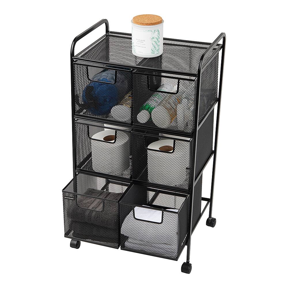 Alt View 38. Mind Reader - Cart with Drawers, Laundry Organizer, Utility Cart, Bathroom, Kitchen, Metal Mesh, 16"L x 11"W x 29"H - Black.