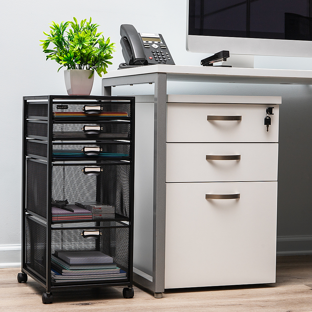 Angle View: Flash Furniture - Ergonomic 3-Drawer Mobile Locking Filing Cabinet Storage Organizer - White