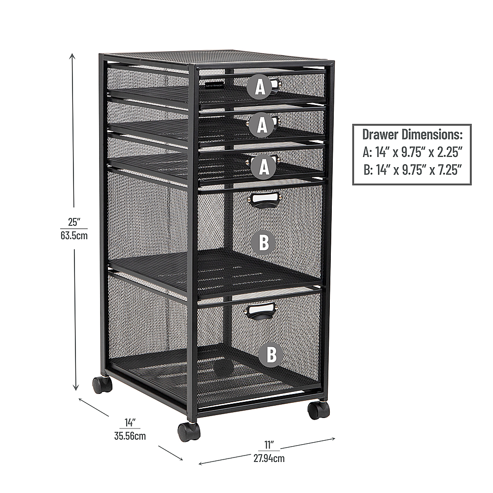 Left View: Flash Furniture - Ergonomic 3-Drawer Mobile Locking Filing Cabinet Storage Organizer - Gray
