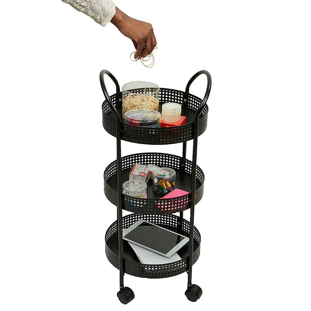 Angle View: Mind Reader - 3-Tier Metal Utility Cart