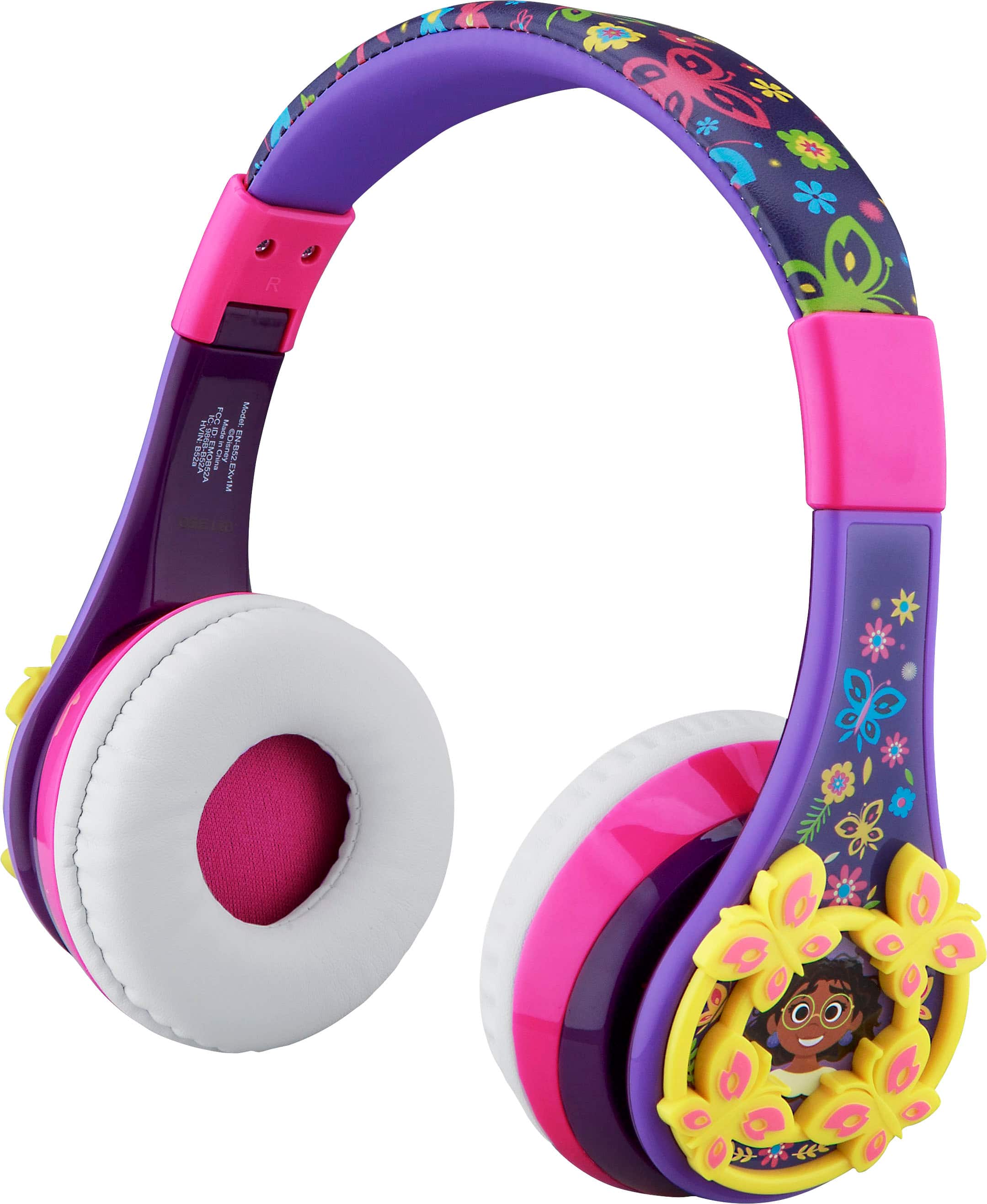 Angle. eKids - Disney Encanto Bluetooth Wireless Headphones - purple.
