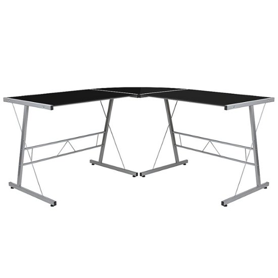 Flash Furniture Ginny L Contemporary Glass Home Office Desk Black  Top/Silver Frame NAN-CD-22181-BK-GG - Best Buy