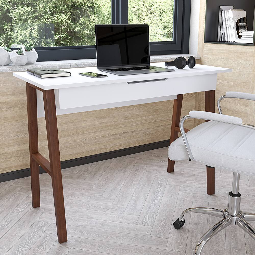 Alt View 12. Alamont Home - Darla Rectangle Modern Laminate Home Office Desk - White/Walnut.
