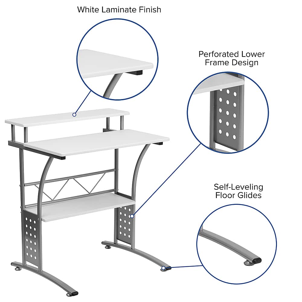 Alt View 38. Alamont Home - Clifton Rectangle Contemporary Laminate Home Office Desk - White.