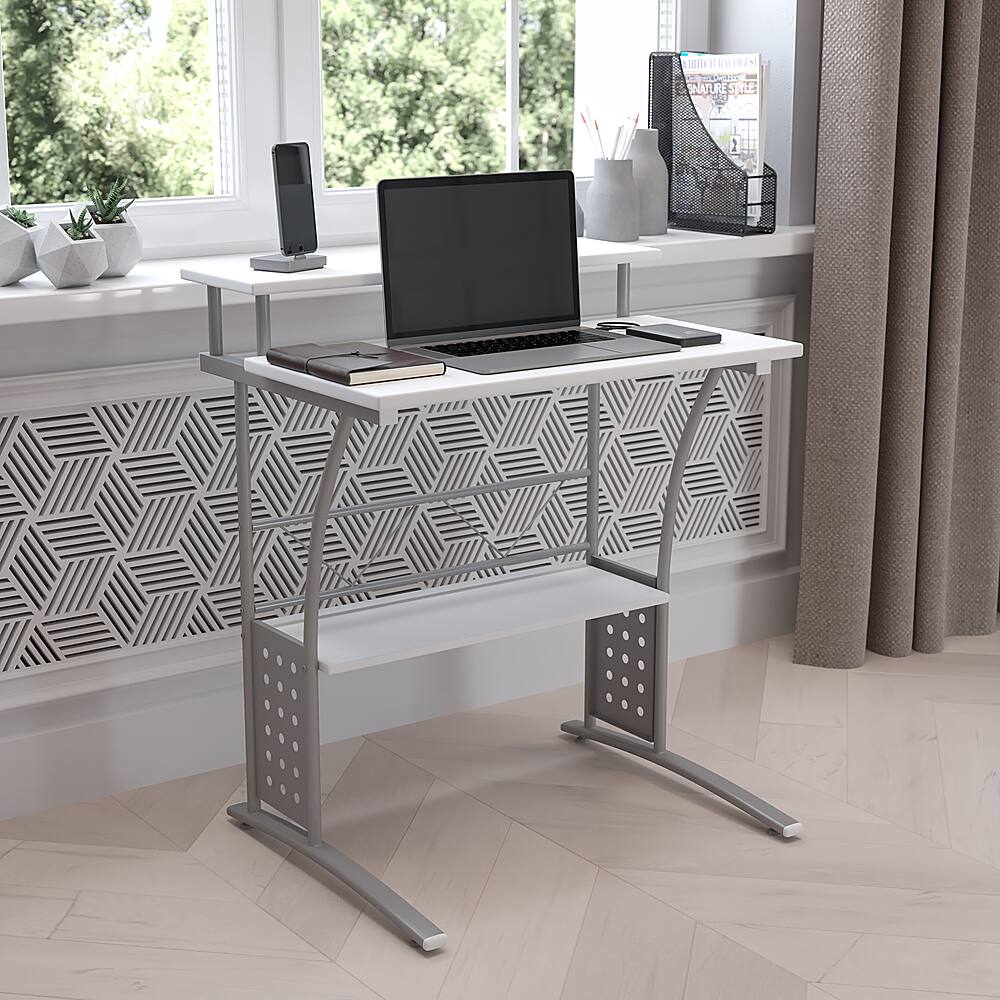 Alt View 11. Alamont Home - Clifton Rectangle Contemporary Laminate Home Office Desk - White.