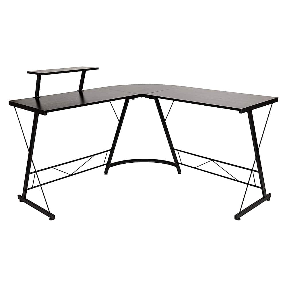 Front. Alamont Home - Ginny L Contemporary Laminate Home Office Desk - Black/Black.