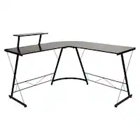 Alamont Home - Ginny L Contemporary Laminate Home Office Desk - Black/Black - Front_Zoom