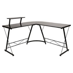 Flash Furniture - Ginny L Contemporary Laminate  Home Office Desk - Black/Black - Front_Zoom