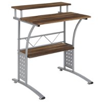 Flash Furniture - Clifton Computer Desk with Top and Lower Storage Shelves - Rustic Walnut - Front_Zoom