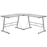 Alamont Home - Ginny L Contemporary Glass  Home Office Desk - Clear/Silver - Front_Zoom