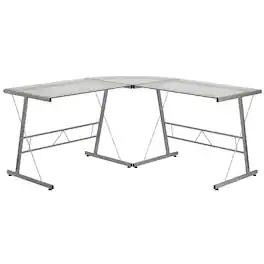 Alamont Home - Ginny L Contemporary Glass Home Office Desk - Clear/Silver