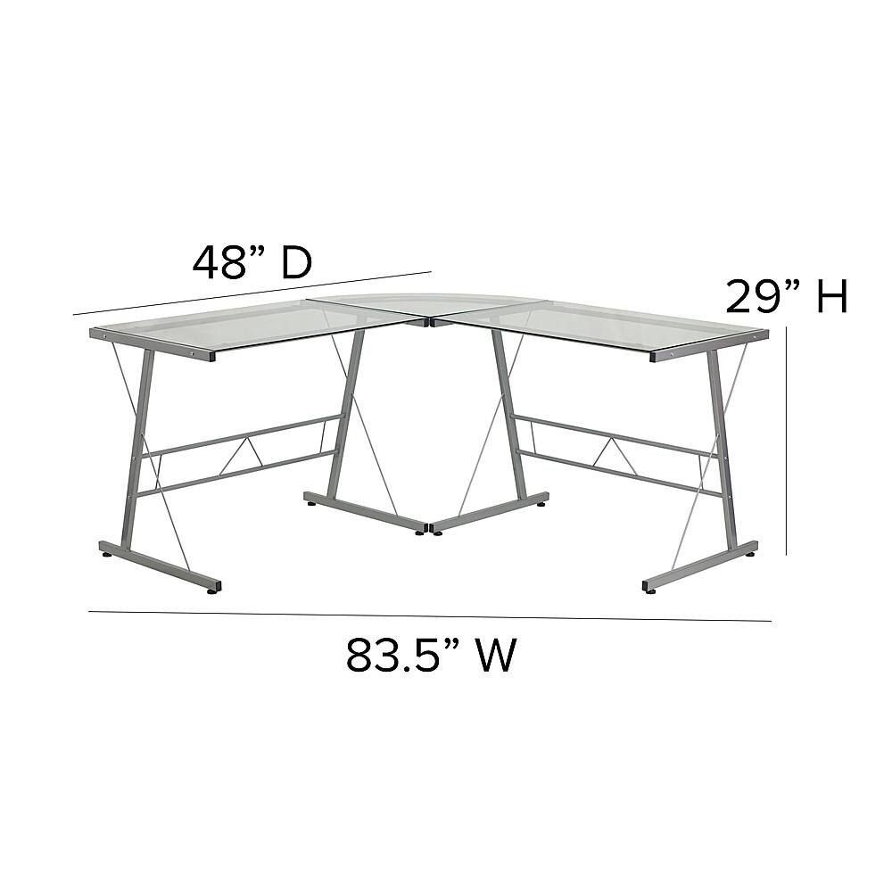 Alt View 12. Alamont Home - Ginny L Contemporary Glass  Home Office Desk - Clear/Silver.