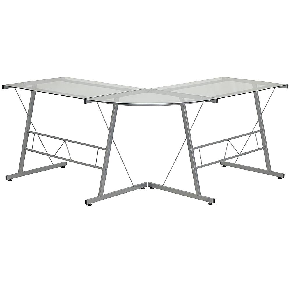 Alt View 13. Alamont Home - Ginny L Contemporary Glass  Home Office Desk - Clear/Silver.