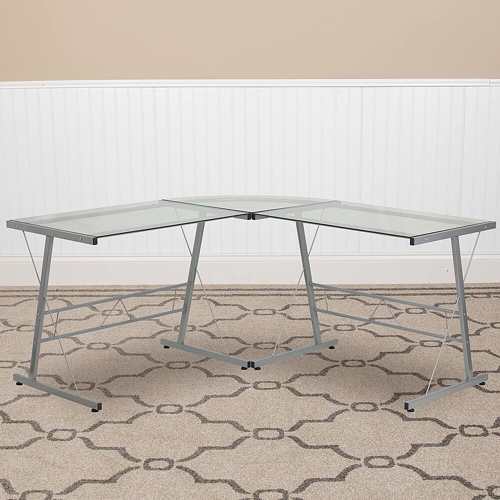 Alt View 11. Alamont Home - Ginny L Contemporary Glass  Home Office Desk - Clear/Silver.