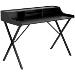 Flash Furniture - Nelly Rectangle Contemporary Laminate  Home Office Desk - Black - Front_Zoom