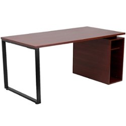 Flash Furniture - Manchester Rectangle Contemporary Laminate  Home Office Desk - Mahogany - Front_Zoom