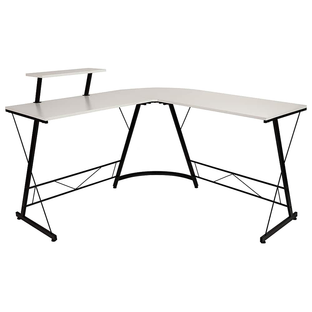Alamont Home - Ginny L Contemporary Laminate Home Office Desk - White/Black - Front_Zoom