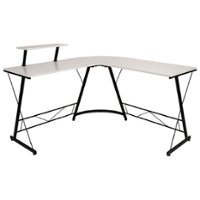Flash Furniture - Ginny L Contemporary Laminate  Home Office Desk - White/Black - Front_Zoom