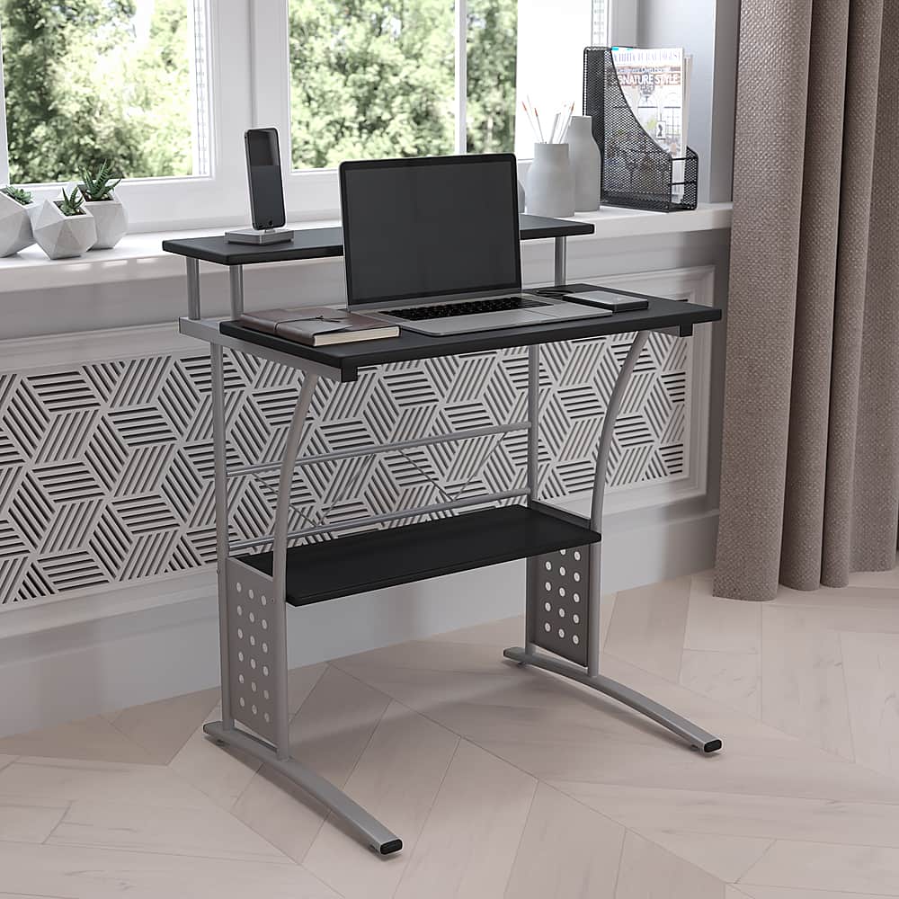 Alt View 11. Alamont Home - Clifton Rectangle Contemporary Laminate Home Office Desk - Black.