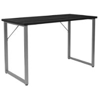 Alamont Home - Harvey Rectangle Contemporary Laminate  Home Office Desk - Black - Front_Zoom
