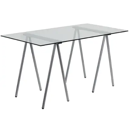 Front. Alamont Home - Rectangle Contemporary Glass  Home Office Desk with Metal Frame - Clear/Chrome.