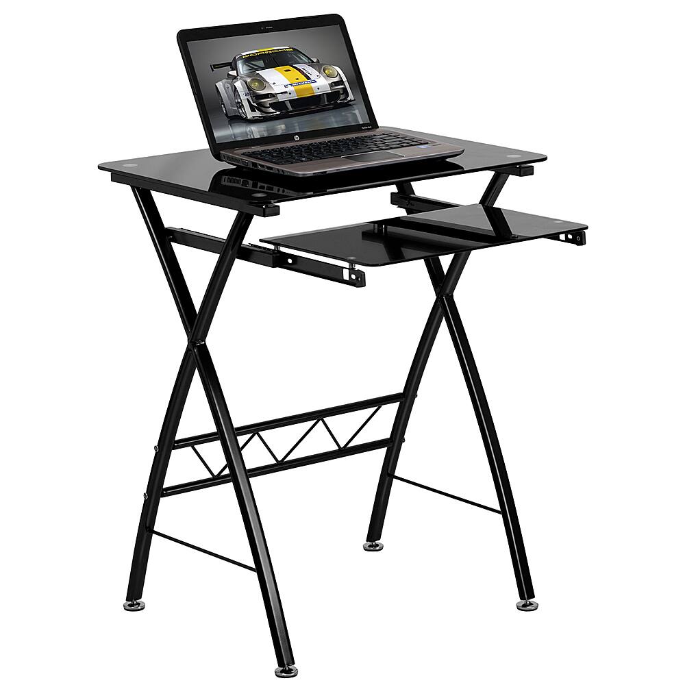 Front. Alamont Home - Norris Rectangle Contemporary Glass Home Office Desk - Black.