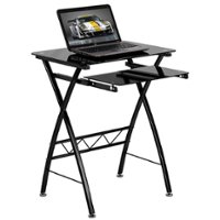 Flash Furniture - Norris Rectangle Contemporary Glass  Home Office Desk - Black - Front_Zoom