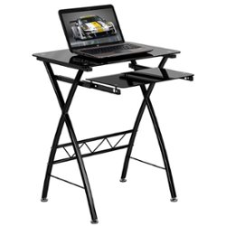 Flash Furniture - Norris Rectangle Contemporary Glass  Home Office Desk - Black - Front_Zoom