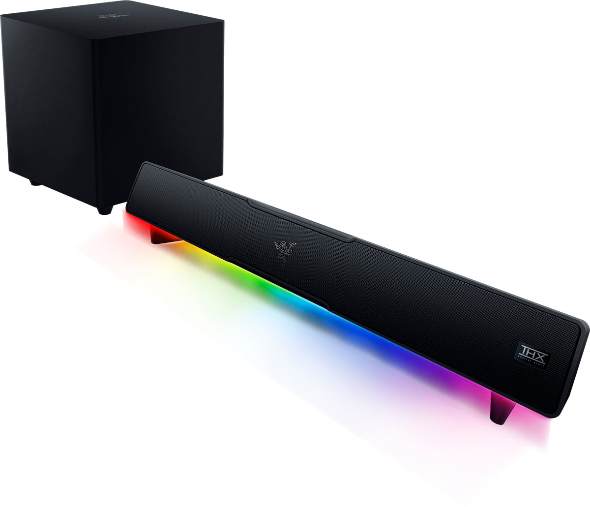 Angle View: Razer - Leviathan V2 Bluetooth Gaming Speakers with RGB Lighting (2-Piece) - Black
