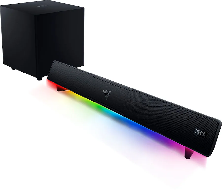 Ángulo. Razer - Altavoces para juegos Bluetooth Leviathan V2 con iluminación RGB (2 piezas) - Negro.