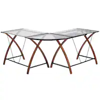 Alamont Home - Jude L Contemporary Glass Home Office Desk - Clear/Cherry - Front_Zoom