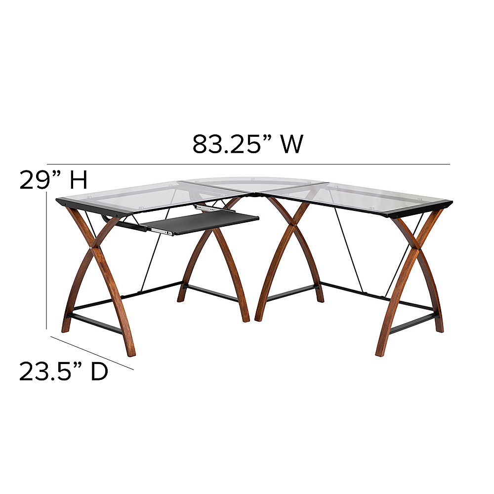Alt View 12. Alamont Home - Jude L Contemporary Glass Home Office Desk - Clear/Cherry.