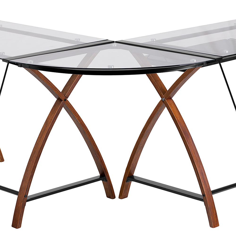 Alt View 14. Alamont Home - Jude L Contemporary Glass Home Office Desk - Clear/Cherry.