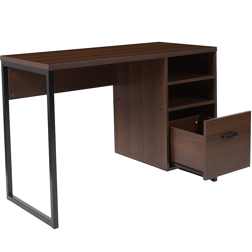 Flash Furniture Home Office Writing Computer Desk with Drawer - Table Desk  for Writing and Work, Black/Walnut
