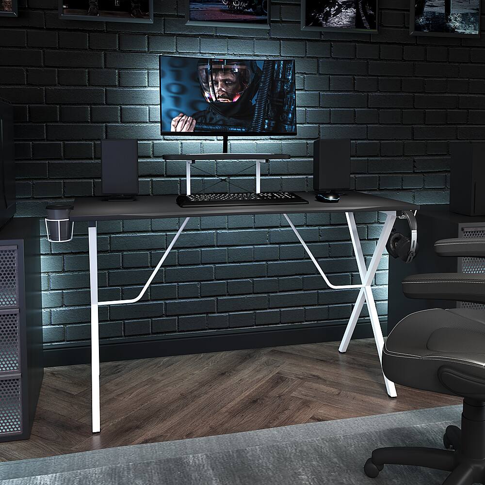 Alt View 12. Alamont Home - Mallot Rectangle Contemporary Laminate Gaming Desk - Black/White.