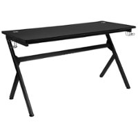 Flash Furniture - Duncan Rectangle Modern Laminate  Gaming Desk - Black - Front_Zoom