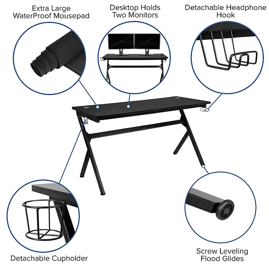 Alt View 39. Alamont Home - Duncan Rectangle Modern Laminate  Gaming Desk - Black.