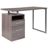 Flash Furniture - Harwood Rectangle Contemporary Laminate 2-Drawer Home Office Desk - Light Ash - Front_Zoom