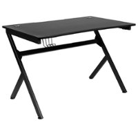 Flash Furniture - Duncan Rectangle Modern Laminate  Gaming Desk - Black - Front_Zoom