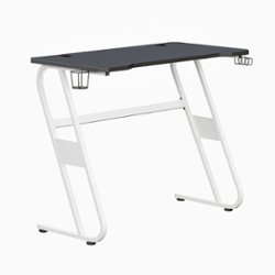 Flash Furniture - Fisher Rectangle Contemporary Laminate  Gaming Desk - White - Front_Zoom