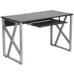 Flash Furniture - Salvador Rectangle Contemporary Laminate  Home Office Desk - Black - Front_Zoom