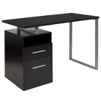 Flash Furniture - Harwood Rectangle Contemporary Laminate 2-Drawer Home Office Desk - Dark Ash - Front_Zoom