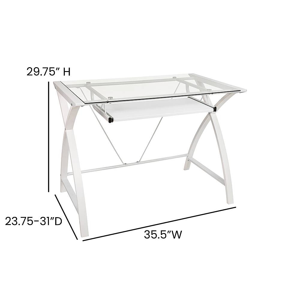 Alt View 13. Alamont Home - Jude Rectangle Contemporary Glass Home Office Desk - White.