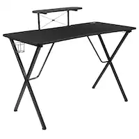 Alamont Home - Mallot Rectangle Contemporary Laminate Gaming Desk - Black - Front_Zoom