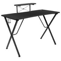 Flash Furniture - Mallot Rectangle Contemporary Laminate  Gaming Desk - Black - Front_Zoom