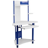 Flash Furniture - Walker Triangle Contemporary Laminate  Home Office Desk - Blue and White - Front_Zoom