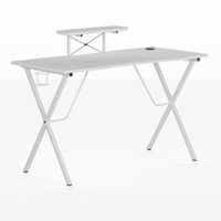 Flash Furniture - Mallot Rectangle Contemporary Laminate  Gaming Desk - White - Front_Zoom
