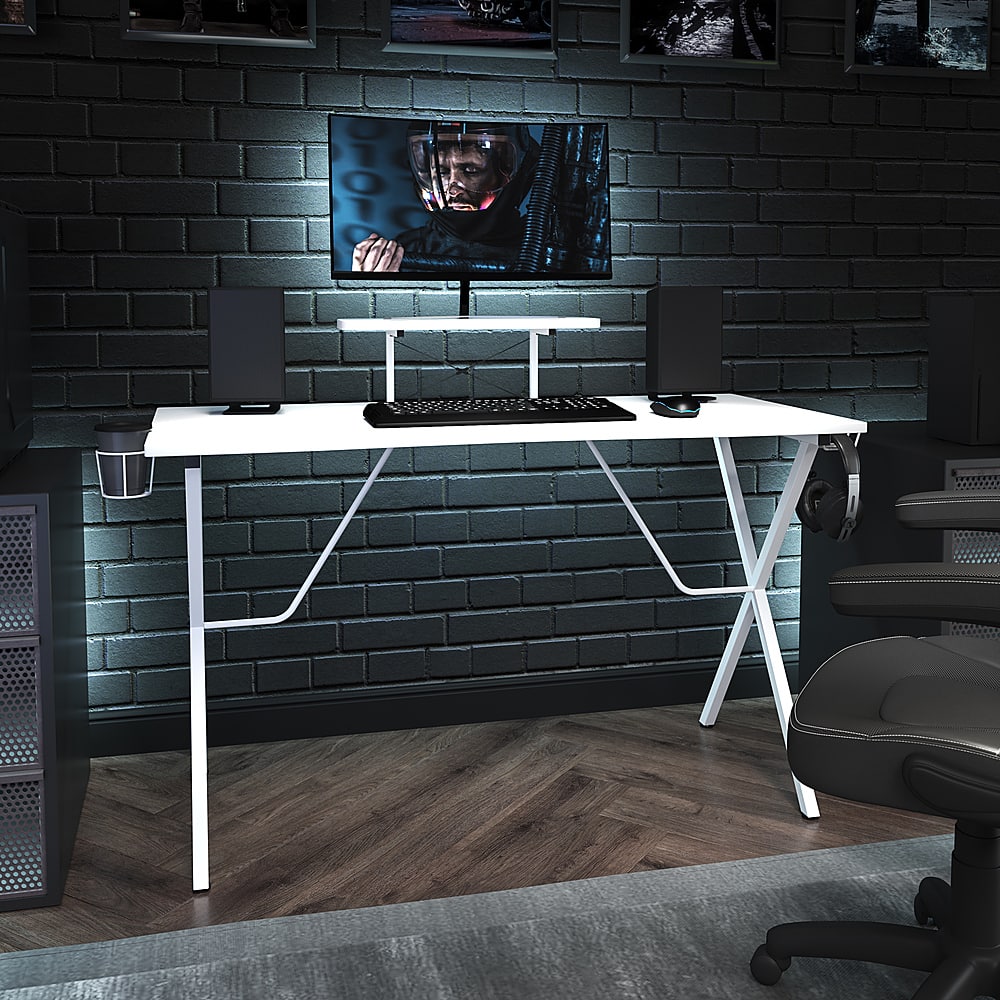 Alt View 12. Alamont Home - Mallot Rectangle Contemporary Laminate Gaming Desk - White.